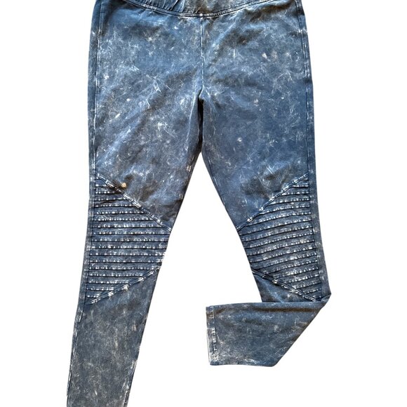 New w Tags HUE Black Wash Cotton Moto Leggings - Picture 2 of 8